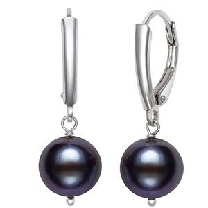 Black Cultured Freshwater Pearl  Drop Earrings